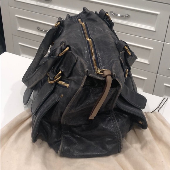 Chloe Vintage Leather Bay Bag -Blue - Picture 3 of 12